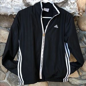 Adidas polar fleece lined black windbreaker. S